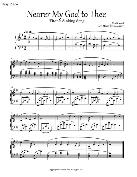 Nearer My God To Thee Titanic By Traditional Easy Piano Digital