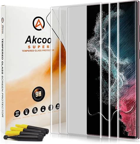 [3 Pack]galaxy S22 Ultra Screen Protector Akcoo Uv Full Screen Adhesive