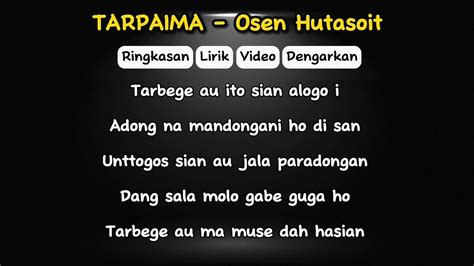 Lirik Tarpaima Osen Hutasoit Lagu Batak Yukjalan Liriklagu