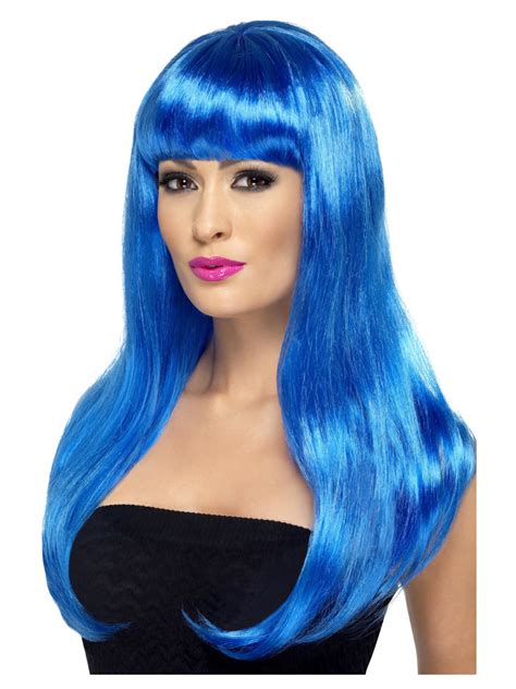 Langhaar Per Cke Blau Mit Stirnfransen Damen Per Cken Partyshop At