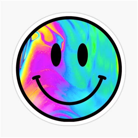 Rainbow Smiley Face Hippie Tiedye Trippy Psychedelic Groovy