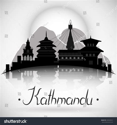 Kathmandu Nepal City Skyline Reflection Vector Stock Vector (Royalty ...