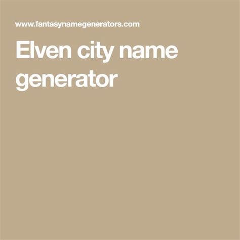 Elven City Name Generator Elven City City Name Generator Elven Name