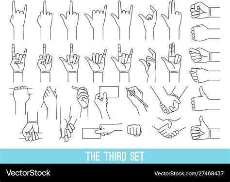 Hands Showing Gestures Outline Set Royalty Free Vector Image