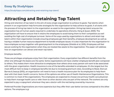 Attracting And Retaining Top Talent Essay Example StudyHippo