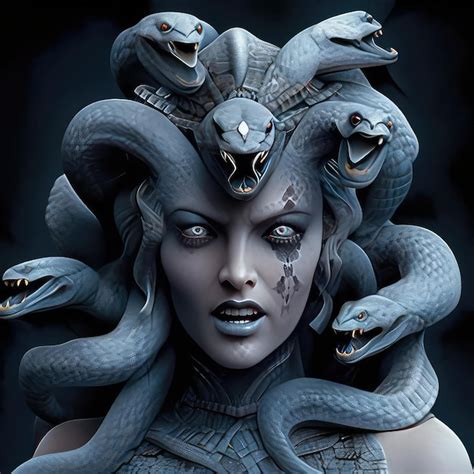 Premium Ai Image A Woman With A Snake Head On Her Head