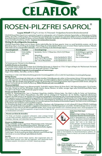 Celaflor Pflanzenschutz Celaflor Rosen Pilzfrei Saprol Ml