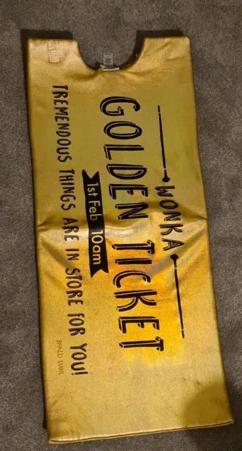 Golden Ticket Willy Wonka Chocolate Factory Roald Dahl Book Day Costume