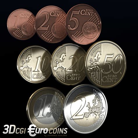 euro coins 3d model