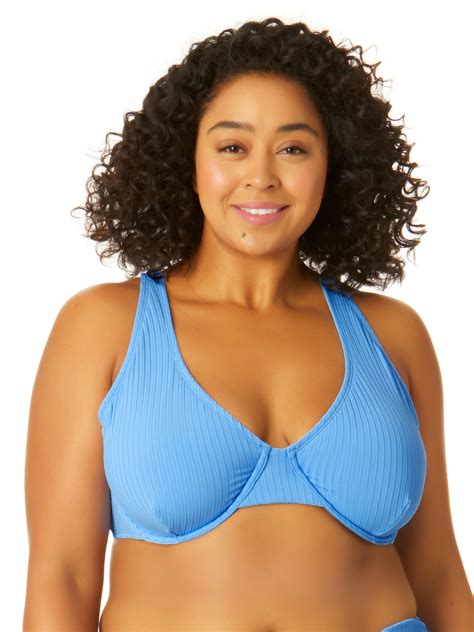 Time And Tru Women S Plus Size Ribbed Bikini Top Walmart