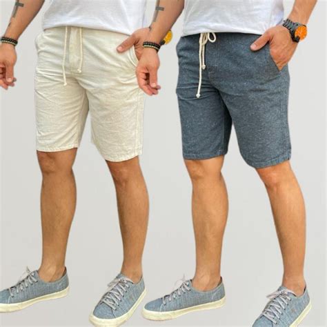 Bermuda Masculina Linho Short de Linho Masculino Escorrega o Preço