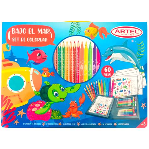 Set Para Colorear Bajo El Mar 60 Piezas Artel Librería Roberto Naser