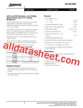 Isl L Ivz Datasheet Pdf Intersil Corporation