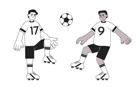 Football players kicking ball monochrome concept vector spot ...