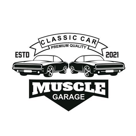 American Muscle Car Logo Vector Vintage Design Old Style Or Classic