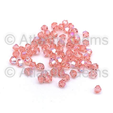 Rose Peach Shimmer 3mm Eurocrystal 5328 Bicone 72pcs Etsy