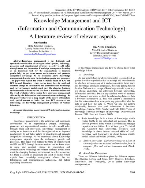 Pdf Knowledge Management And Ict Information And Communication