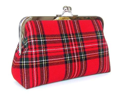 Royal Stewart Red Tartan Plaid Wool Clutch Scottish Tartan With Forest