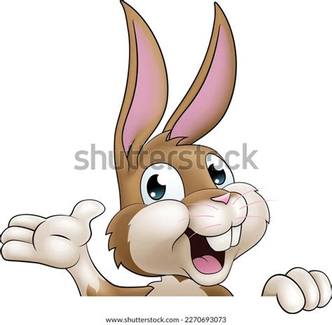 Easter Bunny Rabbit Cartoon Character Peeking Stock Vector (Royalty ...