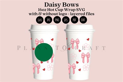 Daisy Bows Oz Hot Cup Tumbler Wrap SVG Graphic By Planstocraft Creative Fabrica