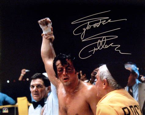 Sylvester Stallone Rocky Balboa Autographed 16x20 Photo Arm Raised Asi