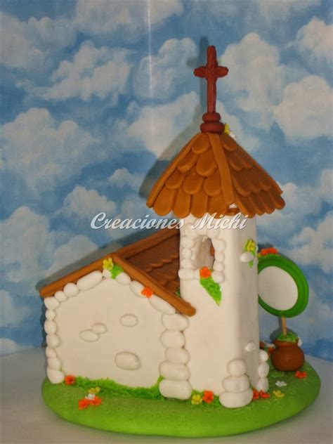 Marcela Arte y Diseño CAPILLA COMUNIÓN ADORNO DE TORTA EN PORCELANA FRIA 1