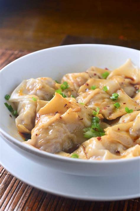 Shrimp And Pork Wontons In Spicy Sauce Life S Ambrosia