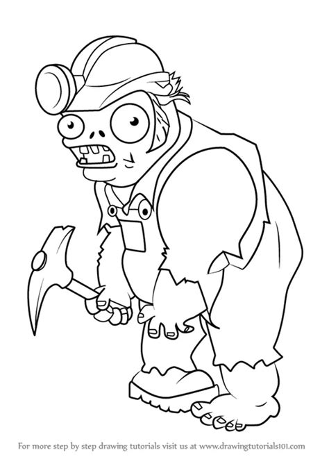 Learn How To Draw Digger Zombie From Plants Vs Zombies Plants Vs