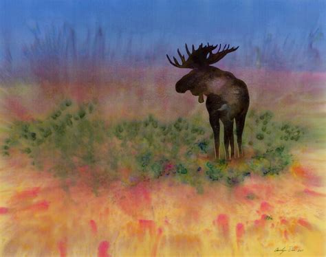 Moose On The Tundra Tapestry Textile By Carolyn Doe