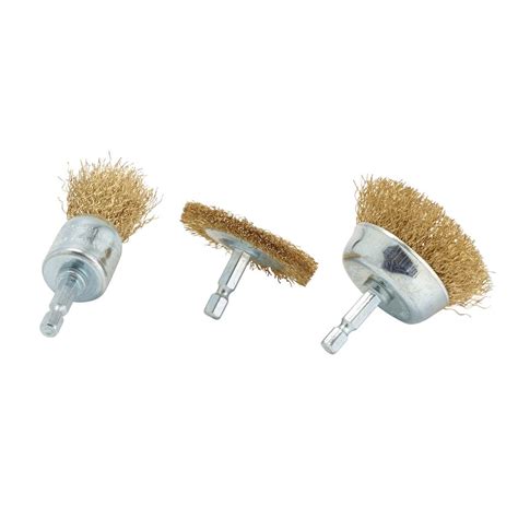 Brassed Steel Crimped Wire Brush Set 3 Piece 07435 Draper Tools