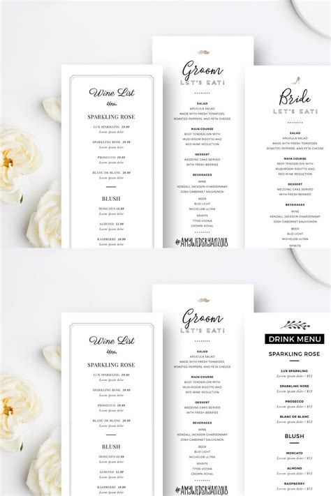 Editable Wedding Menu Templates – MasterBundles