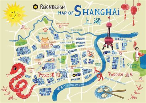 Reigndesign Map Of Shanghai Shanghai Map Illustrated Map Shanghai