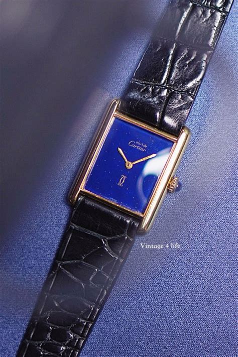 Must De CARTIER Tank Blue Lapis Dial Vintage 4 Life