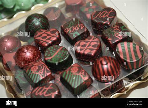 Selection Of Fancy Chocolate Designs Stock Photo Alamy