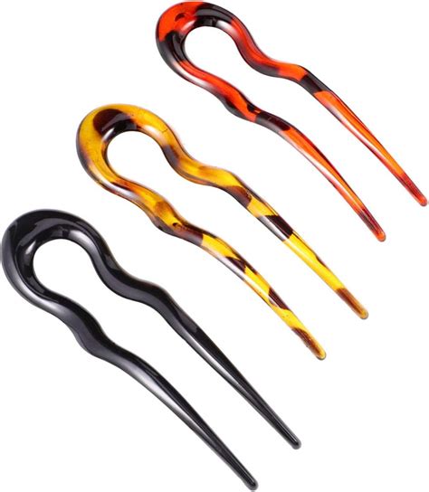 Hair Grips Hair Fork 3Pcs U Shape Hair Wavy Hair Sticks Resin Hair Fork