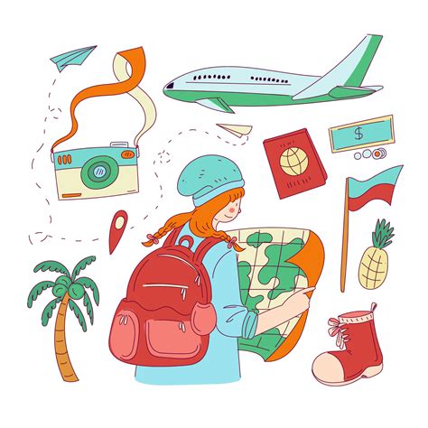 Drawing symbol and icons travel in cartoon vector 2921615 Vector Art at ...