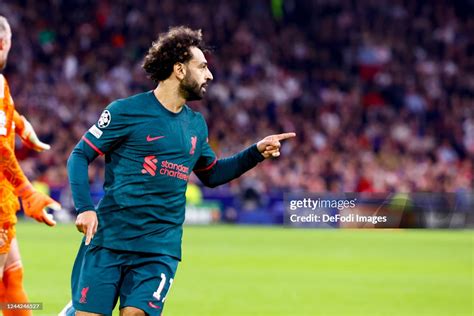 Mohamed Salah Of Liverpool Fc Scores The 0 1 Celebrates After Scoring