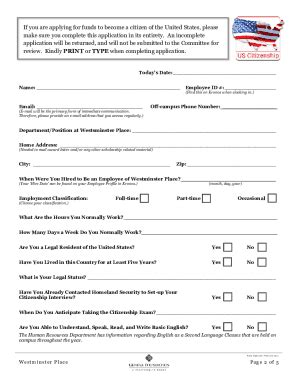 Fillable Online Westminster Place Citizenship Application Fax Email