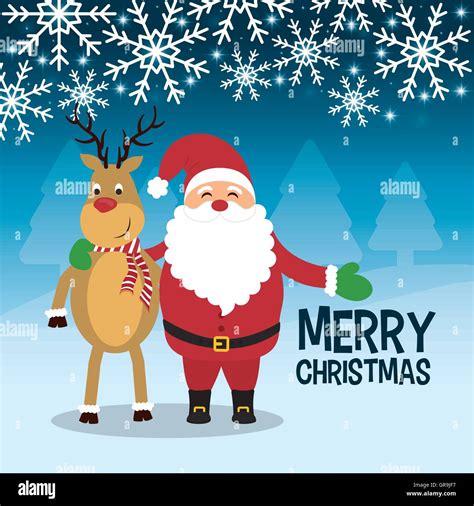 Santa and reindeer cartoon of Chistmas design Stock Vector Image & Art ...