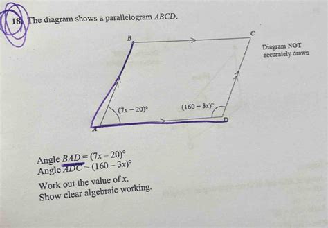 Solved 18 The Diagram Shows A Parallelogram ABCD Diagram NOT