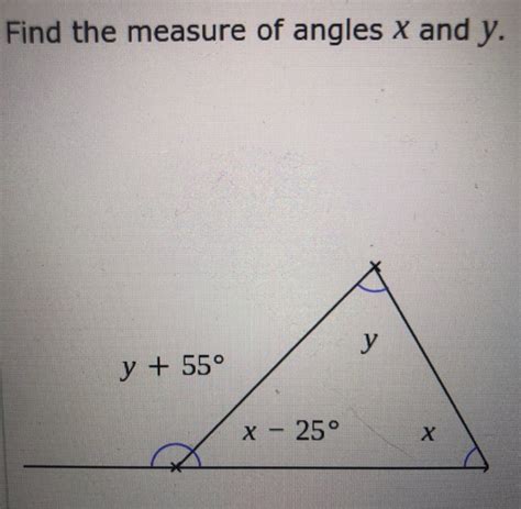 Solved Find The Measure Of Angles X And Y Y X Chegg