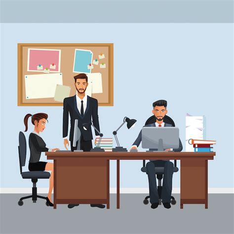 Premium Vector Business Characters In Office Scene