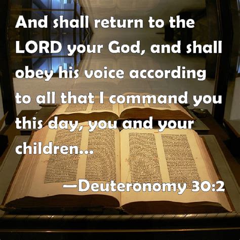 Deuteronomy 30:2 And shall return to the LORD your God, and shall obey his voice according to ...