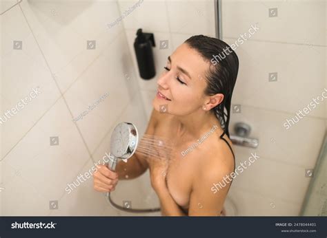 Naked Woman Having Shower Looking Relaxed Stock Photo Shutterstock