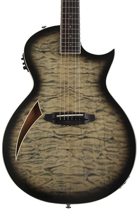 ESP LTD TL 6QM Thinline Acoustic Electric Guitar Charcoal Reverb