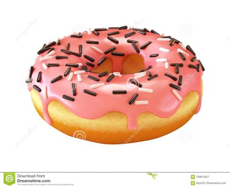 Glazed Donut Pink Frosting Doughnut And Sprinkles 3d Rendering Stock Illustration