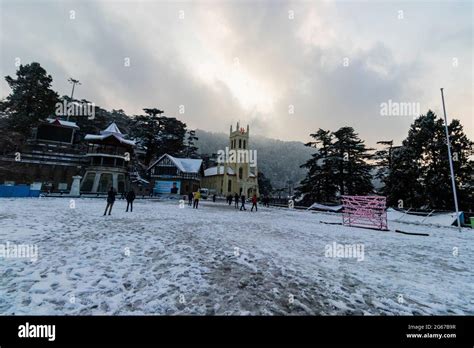 Latest views of Snowfall in Shimla Stock Photo - Alamy