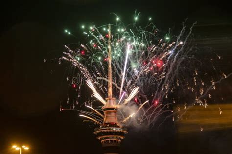 New Year S Eve in Auckland, Fireworks at the Tower in New Zealand Stock ...