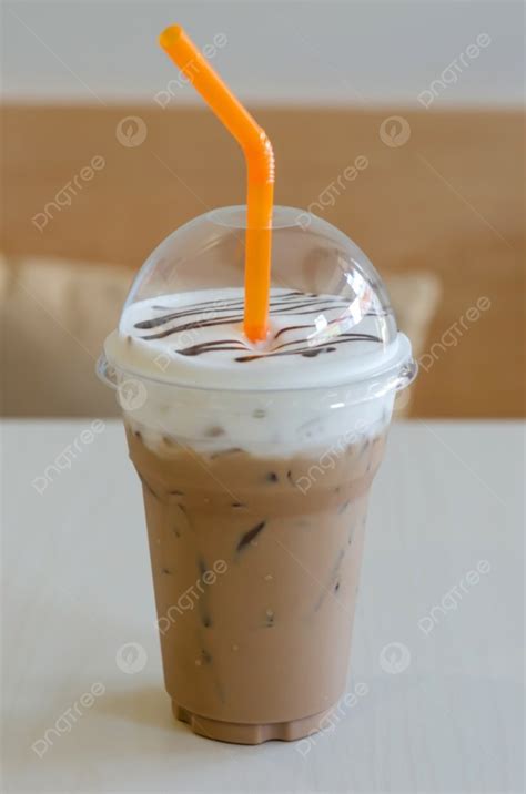 Iced Coffee Iced Coffee With Straw In Plastic Cup Photo Background And Picture For Free Download