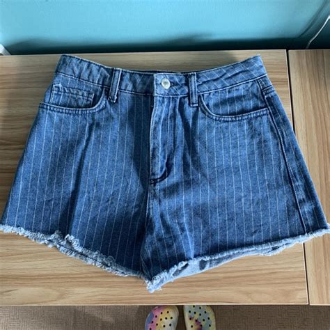 Blue Striped Denim Shorts From New Look A Size 6 Depop